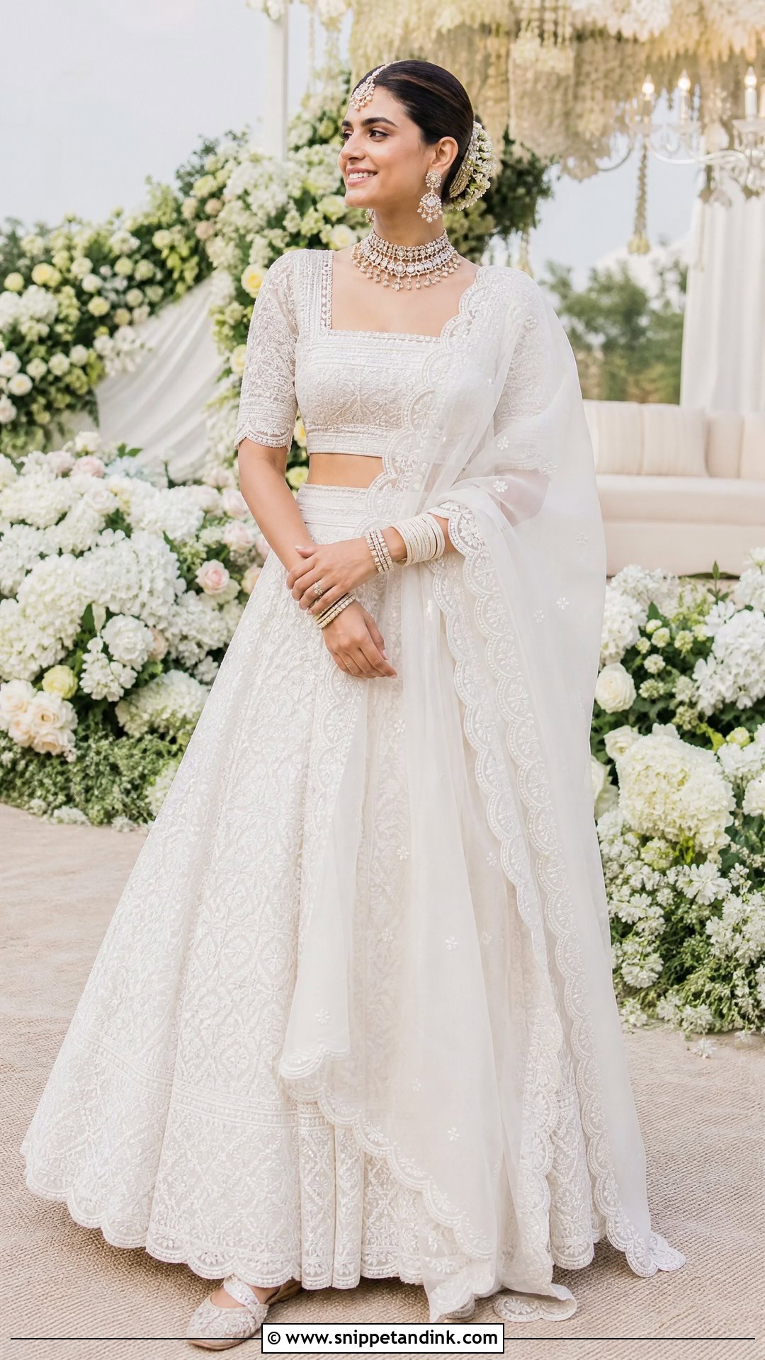White Chikankari Bridal Lehenga - Snippet and Ink - 20 White Lehanga Design Bride Ideas