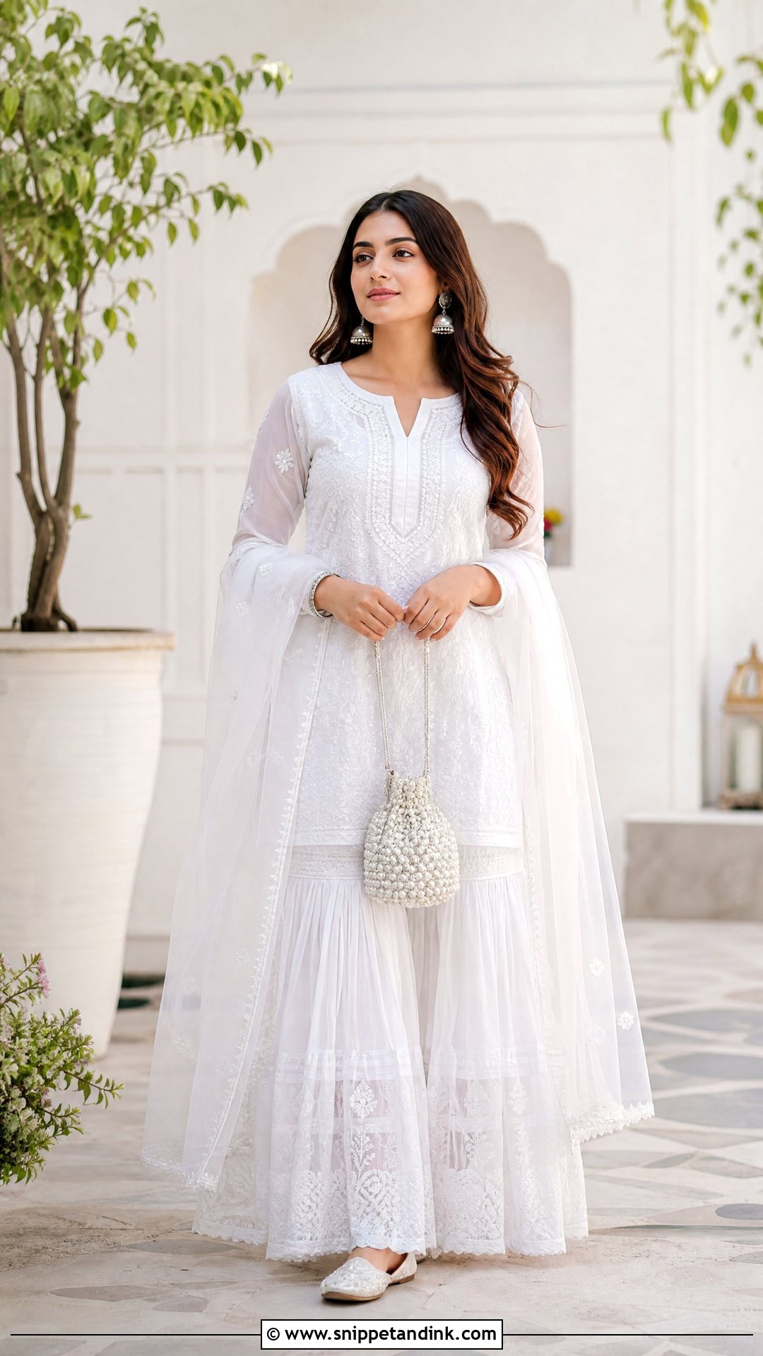 White Chikankari Net Sharara - Snippet and Ink - 20 Net Sharara Ideas