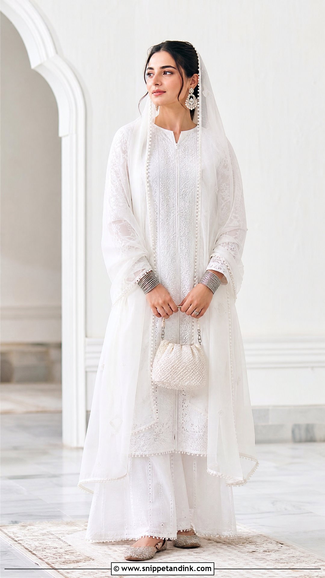 White Chikankari Nikkah Bride Outfit - Snippet and Ink - 20 Nikkah Bride Outfit Ideas
