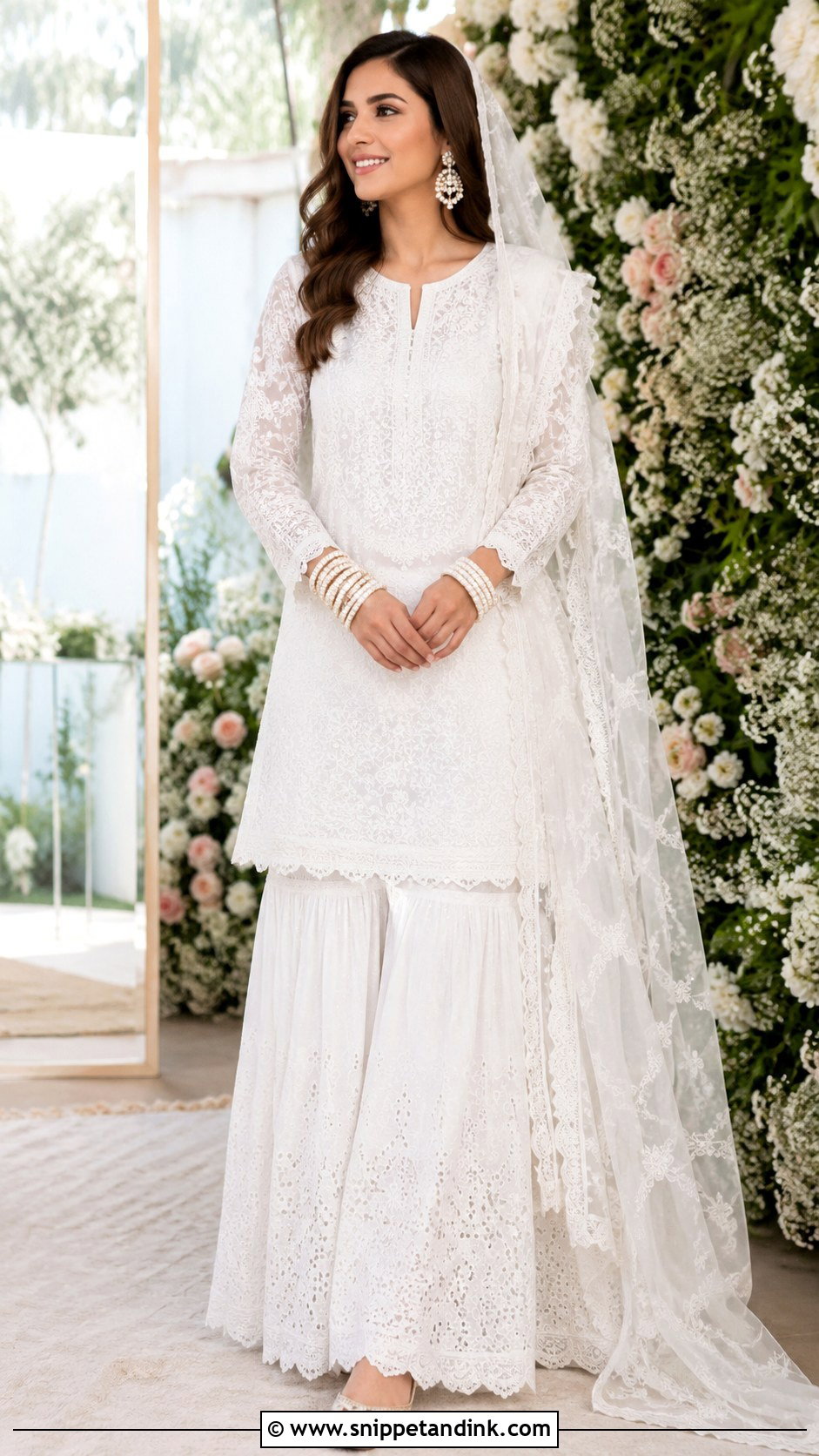 White Chikankari Nikkah Outfit - Snippet and Ink - 25 White Nikkah Outfit Ideas