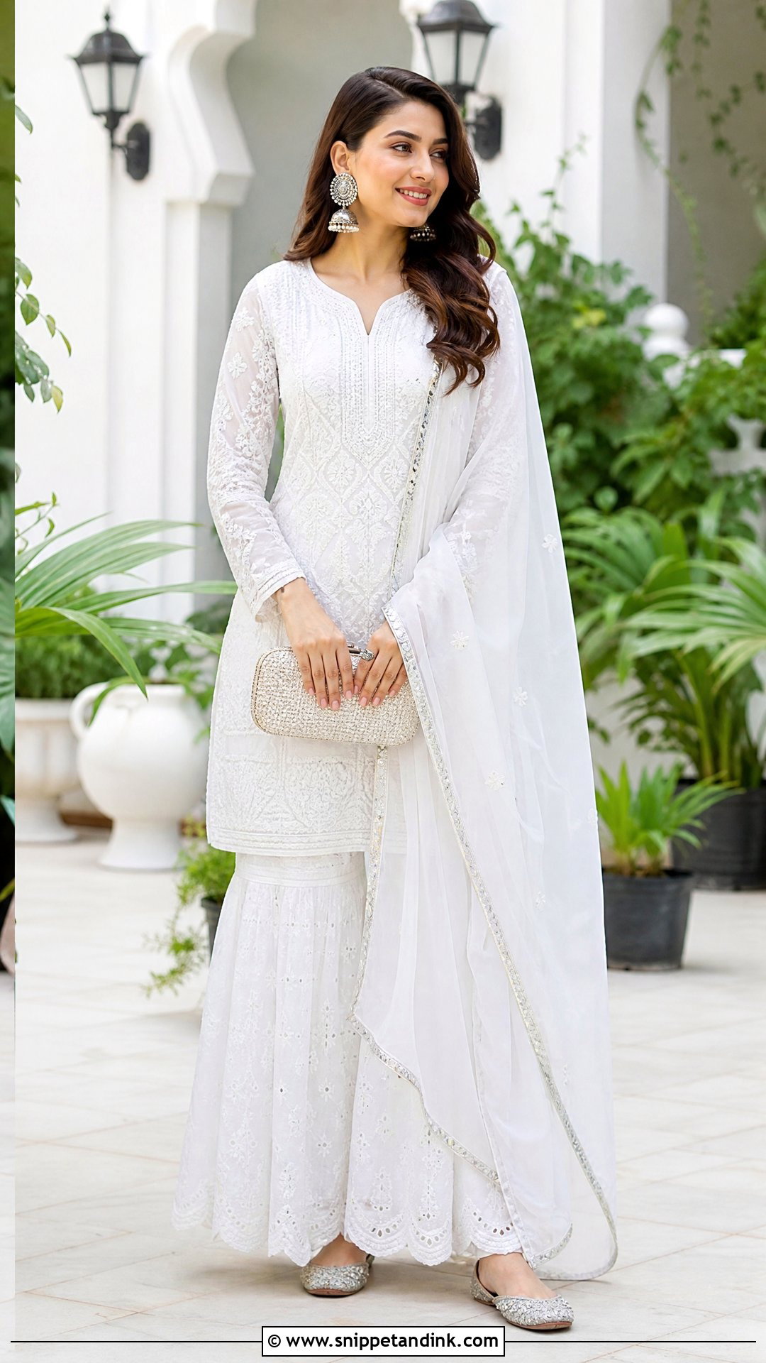 White Chikankari Sharara Party Outfit - Snippet and Ink - 20 Sharara Party Wear Ideas