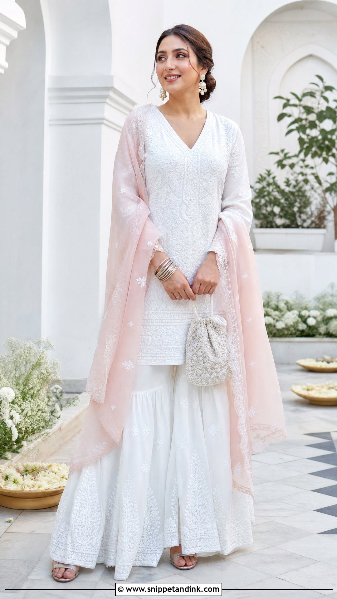 White Chikankari Sharara Wedding Dress - Snippet and Ink - 20 Sharara Wedding Dress Ideas