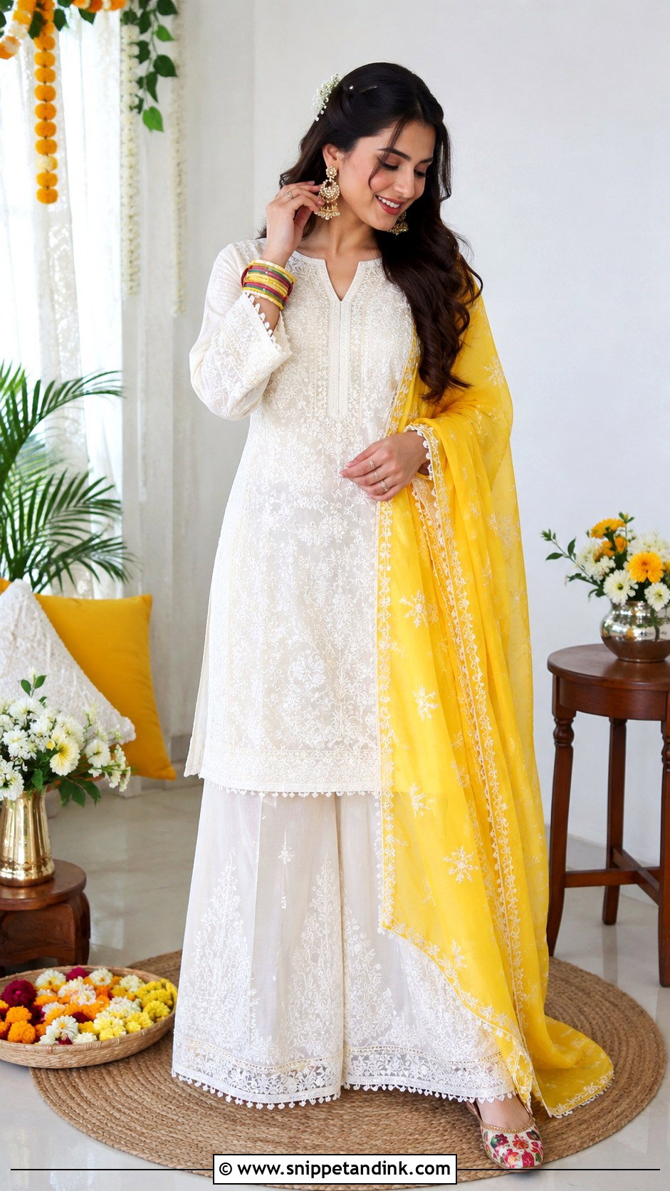 White Chikankari Suit for Mehendi Function - Snippet and Ink - 25 Outfit for Mehendi Function Ideas