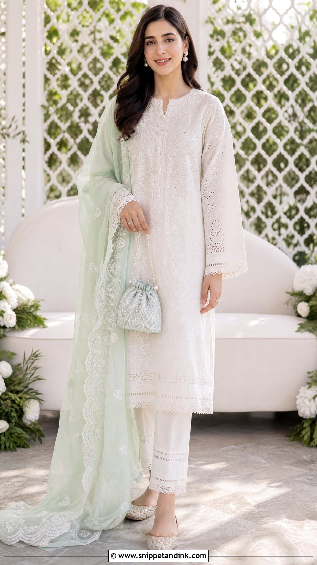 White Chikankari Wedding Shalwar - Snippet and Ink - 20 Wedding Shalwar Design for Women Ideas