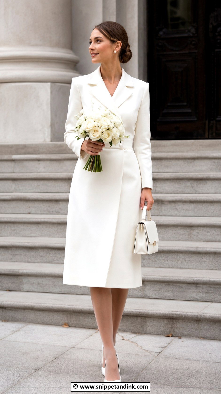 White Coat Dress Court Wedding Outfit - Snippet and Ink - 30 Court Wedding Outfit the Bride Ideas