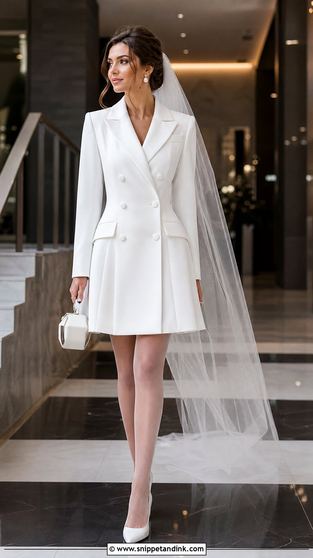 White Coat Dress for Winter Rehearsal Dinner - Snippet and Ink - 20 Winter Rehearsal Dinner Outfit for Bride Ideas