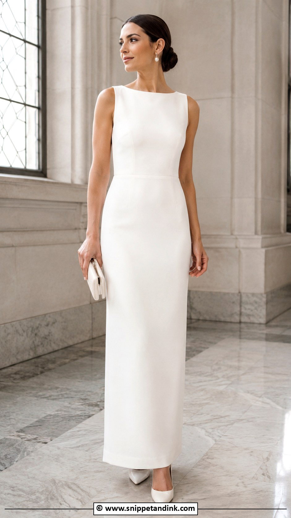White Column Civil Wedding Dress - Snippet and Ink - 30 Classy Civil Wedding Dresses