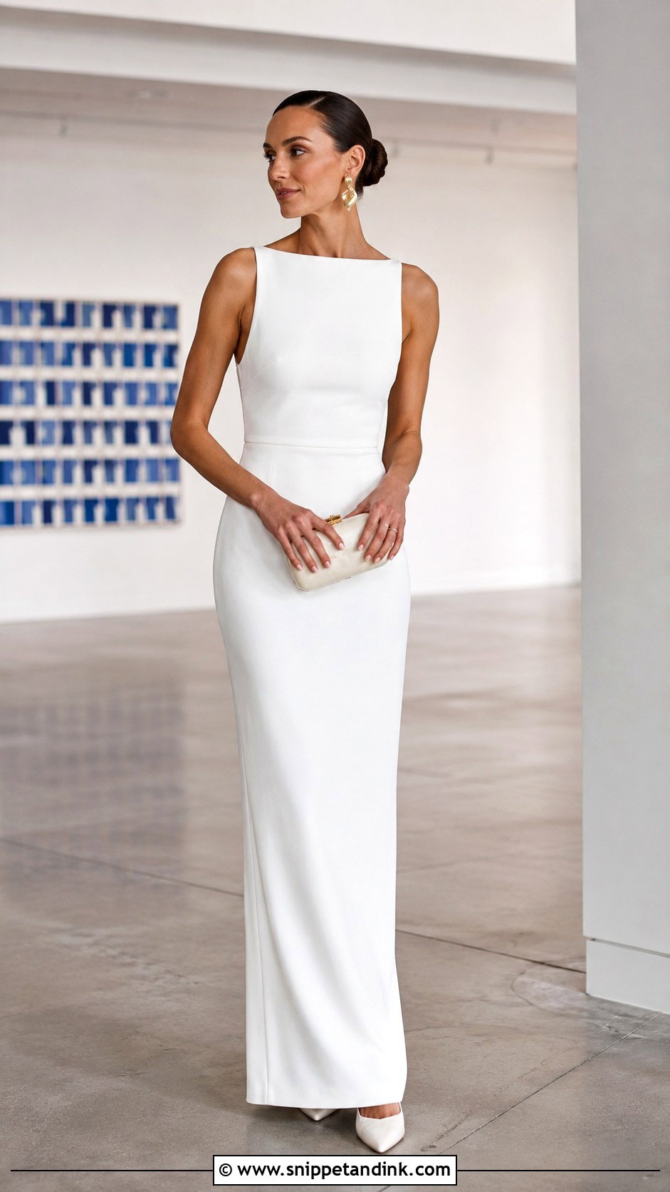White Column Dress Wedding Outfit - Snippet and Ink - 25 White Dress for Wedding Ideas