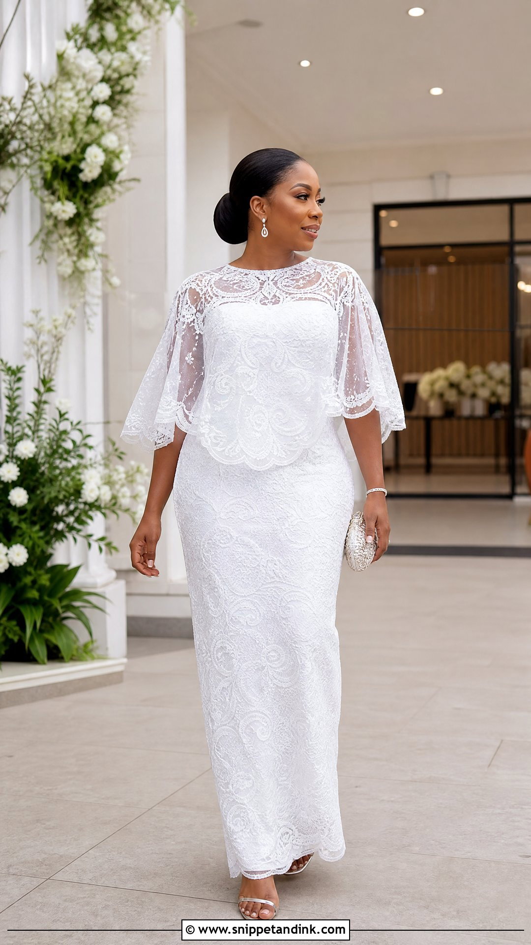 White Cord Lace Cape Gown - Snippet and Ink - 25 White Cord Nigerian Lace Gown Styles