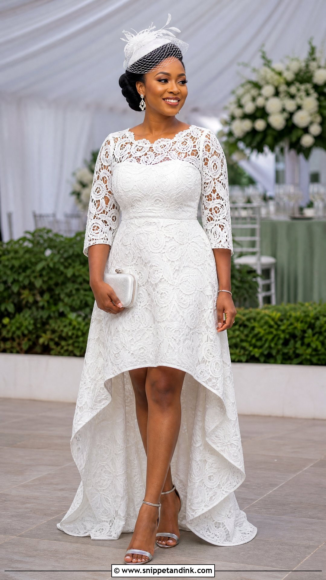 White Cord Lace High Low Gown - Snippet and Ink - 25 White Cord Nigerian Lace Gown Styles