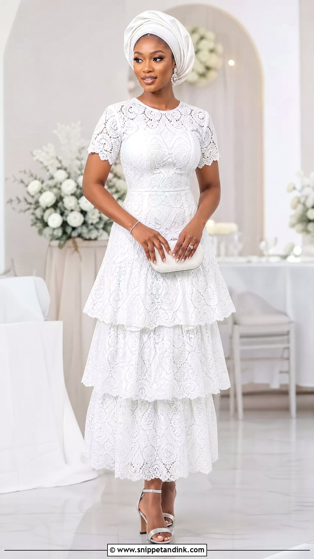 White Cord Lace Tiered Gown - Snippet and Ink - 25 White Cord Nigerian Lace Gown Styles