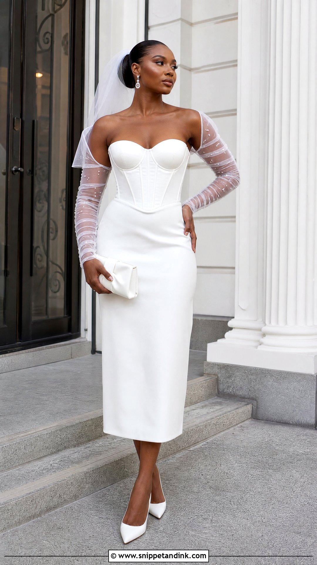 White Corset Midi Court Wedding Dress - Snippet and Ink - 25 Court Wedding Dress in Nigeria Ideas