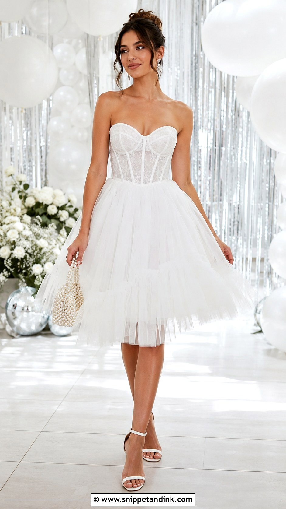White Corset Tulle Pre Wedding Dress - Snippet and Ink - 20 Pre Wedding Dresses