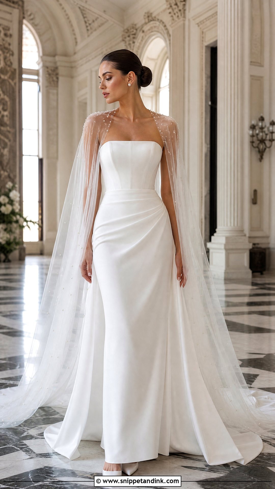 White Corset Wedding Dress With Cape - Snippet and Ink - 20 White Corset Wedding Dress Ideas