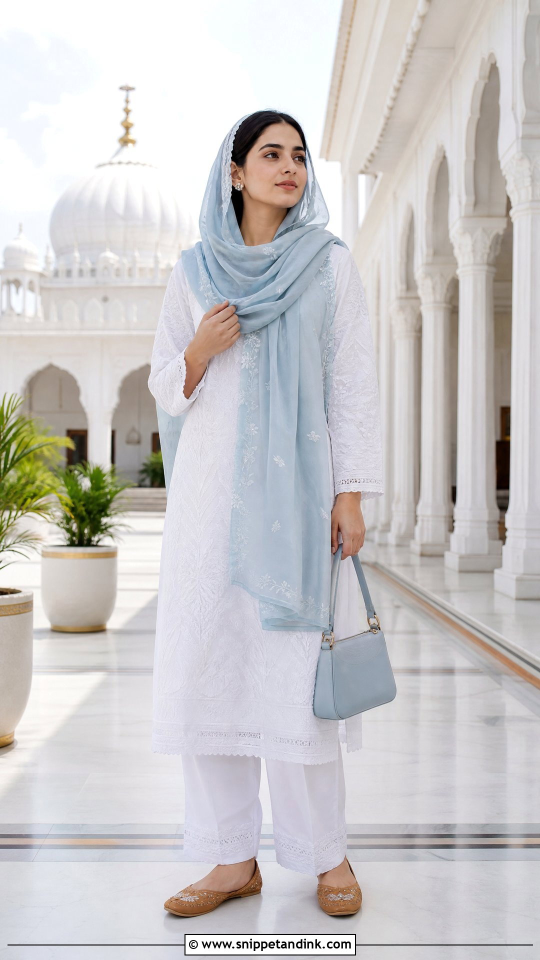 White Cotton Suit For Gurudwara - Snippet and Ink - 20 Gurudwara Outfit Ideas
