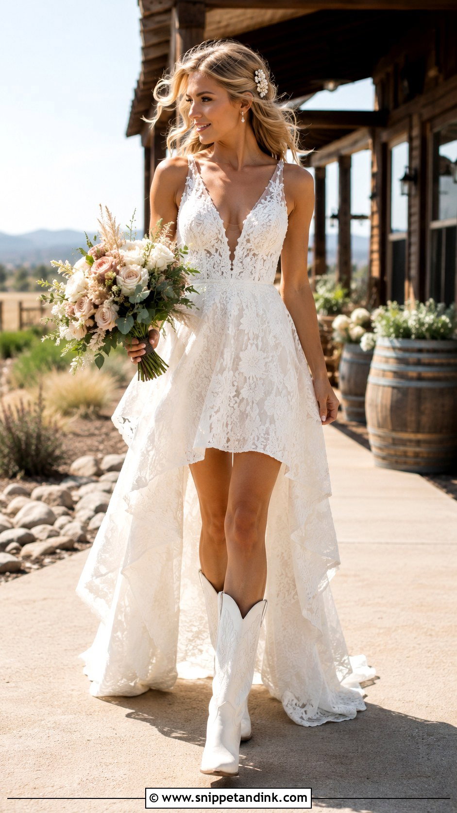 White Cowboy Wedding Boots - Snippet and Ink - 25 Wedding Boots for Bride Ideas