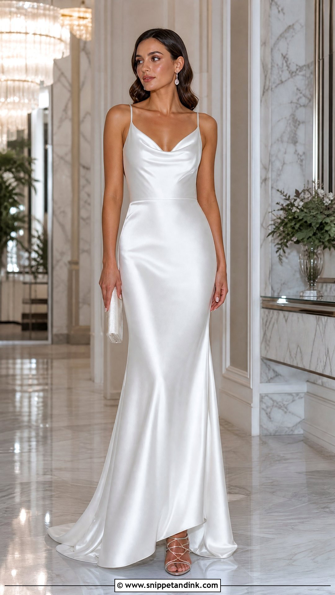 White Cowl Neck Gown - Snippet and Ink - 20 Simple Elegant White Gowns