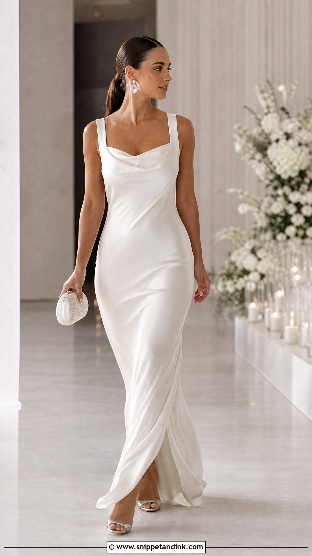White Cowl Neck Maid of Honor Dress - Snippet and Ink - 20 White Maid of Honor Dress Ideas