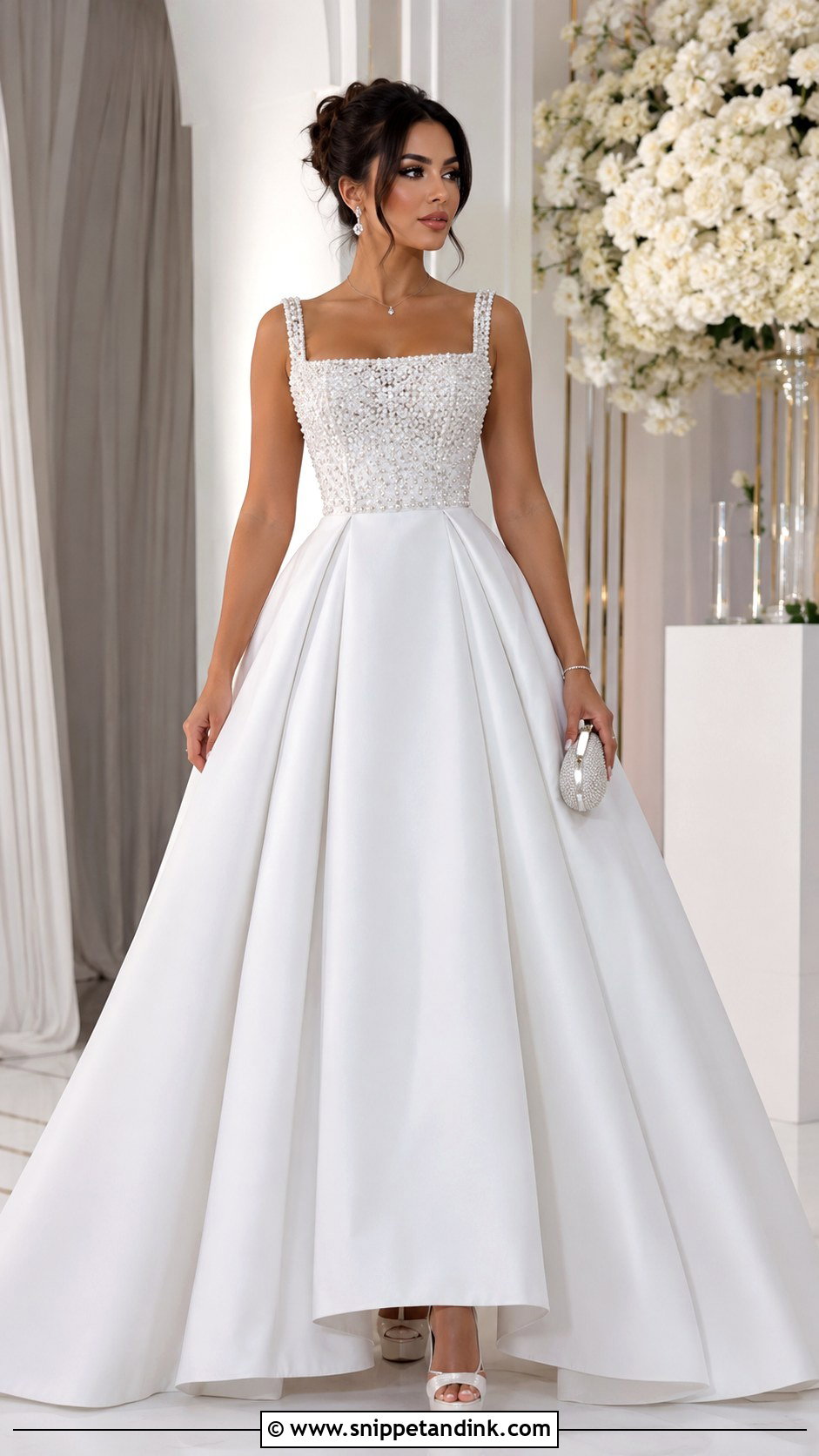 White Crepe Ball Gown With Beaded Bodice - Snippet and Ink - 25 White Crepe Gown Style in Nigeria Ideas