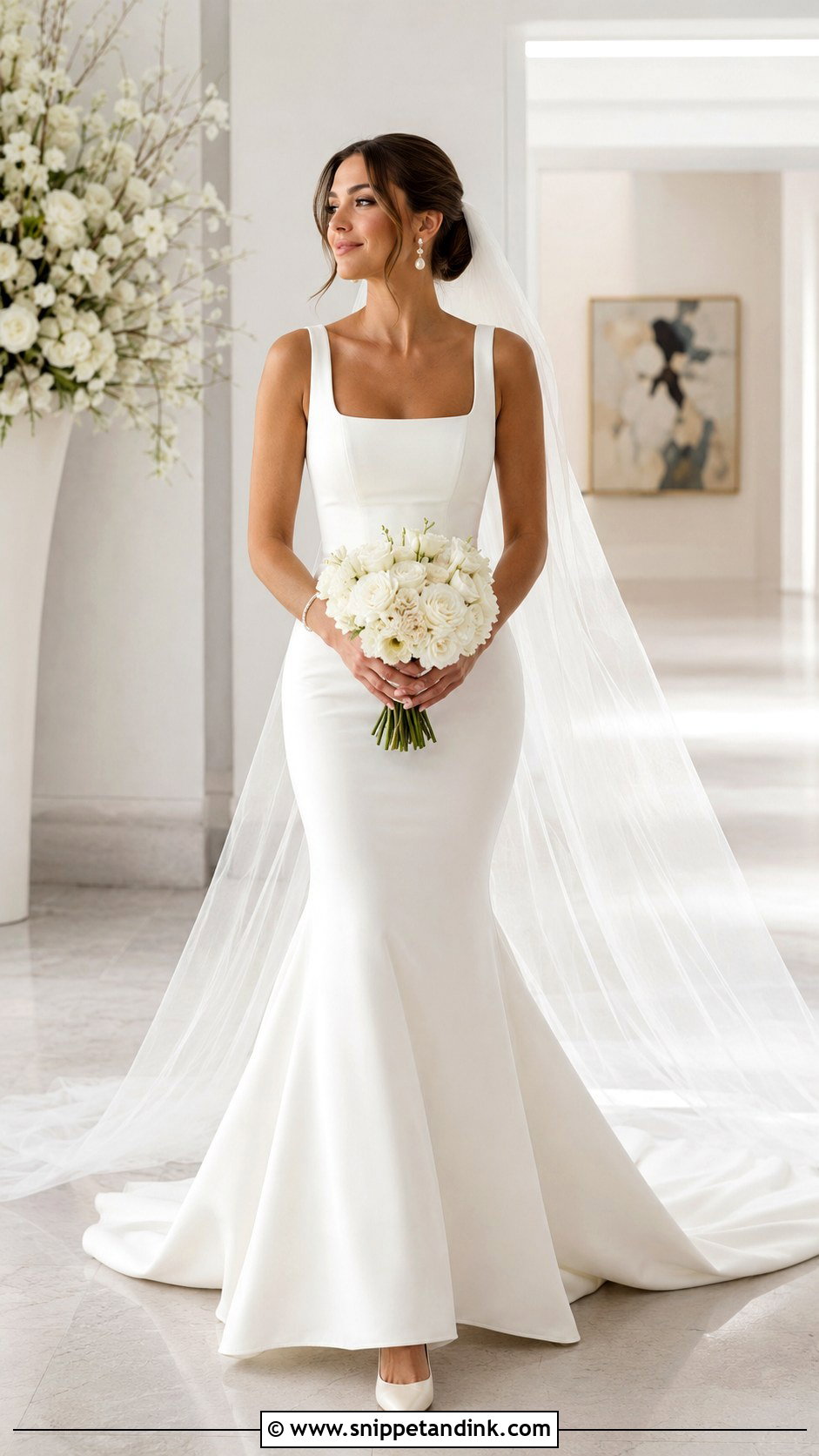 White Crepe Bridal Mermaid Gown - Snippet and Ink - 20 Mermaid Tail Gown Ideas