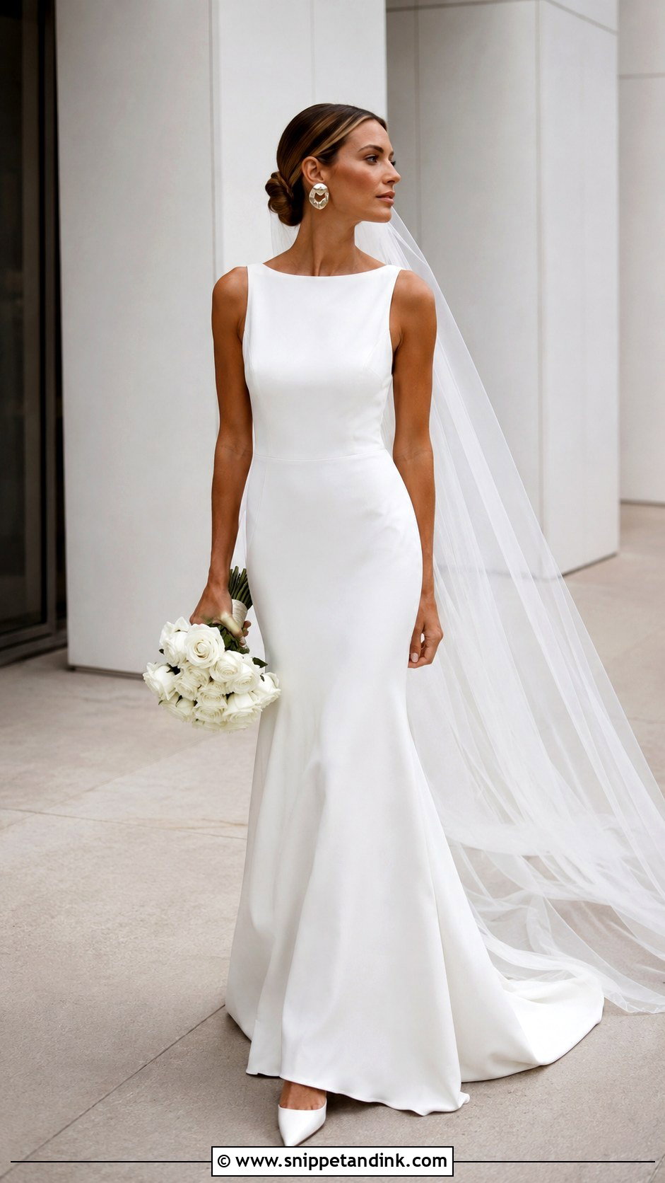 White Crepe Bride Dress - Snippet and Ink - 25 White Bride Dress Ideas