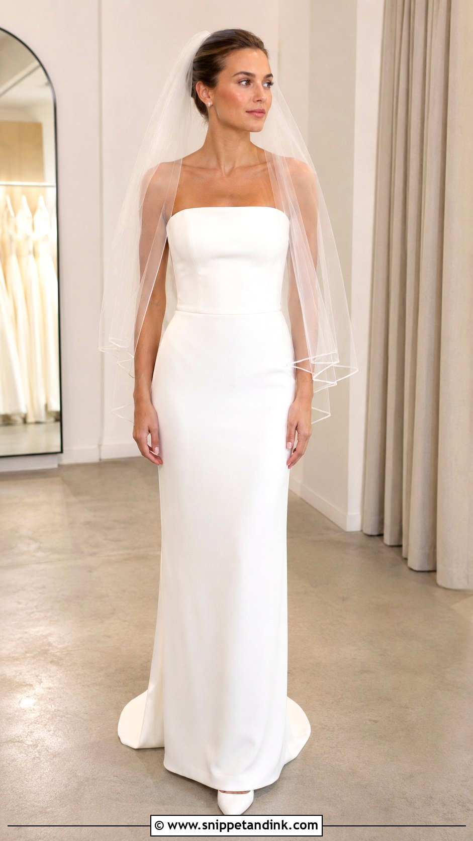 White Crepe Column Wedding Dress - Snippet and Ink - 25 Simple White Wedding Dress Ideas