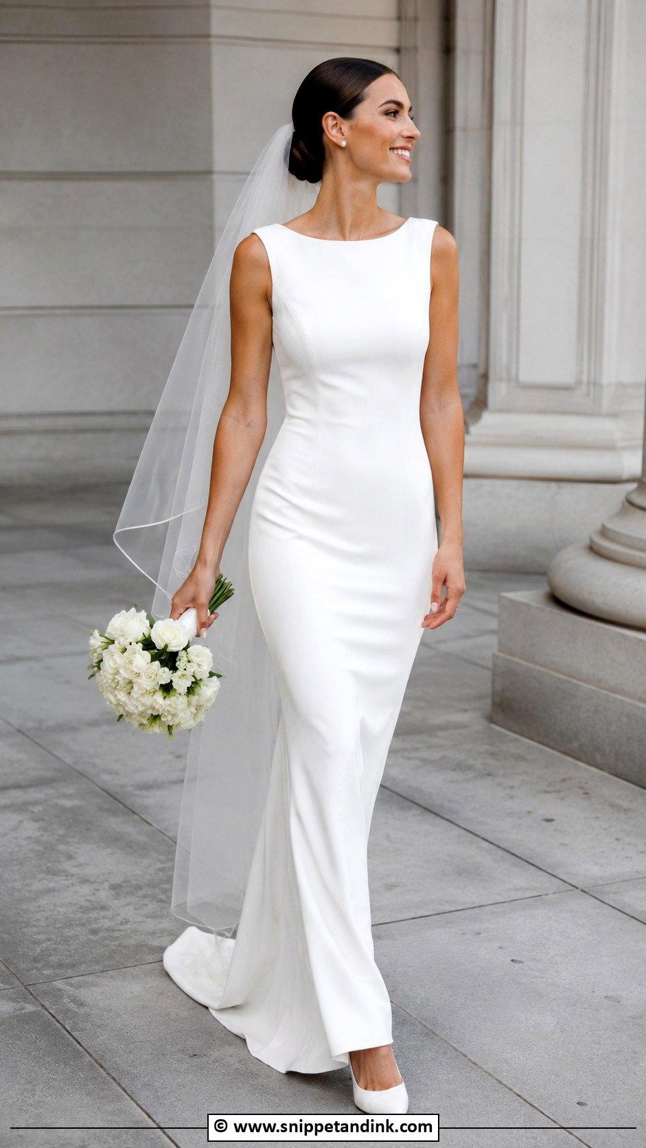 White Crepe Wedding Dress - Snippet and Ink - 35 White Wedding Dresses