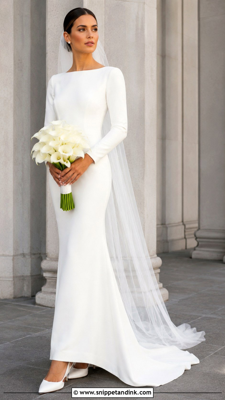 White Crepe Wedding Gown - Snippet and Ink - 25 White Wedding Gowns