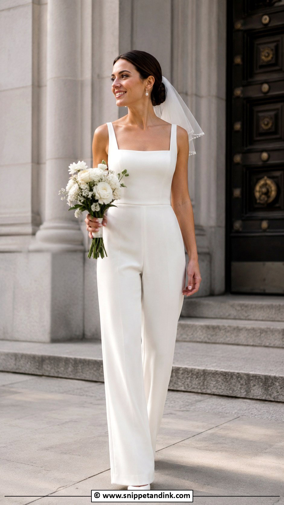 White Crepe Wedding Jumpsuit - Snippet and Ink - 25 Wedding Jumpsuit the Bride Ideas