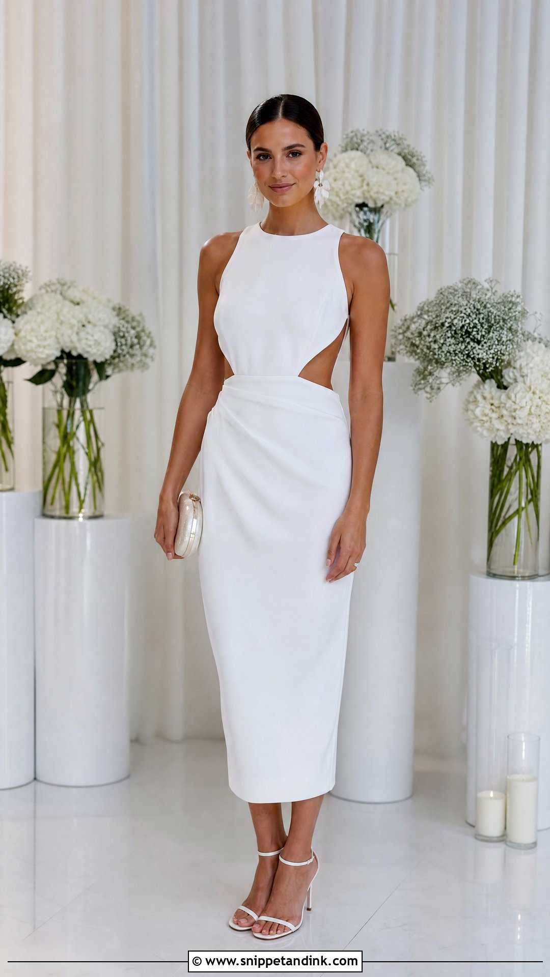 White Cutout Midi Dress - Snippet and Ink - 30 After Party Dress for Bride Ideas