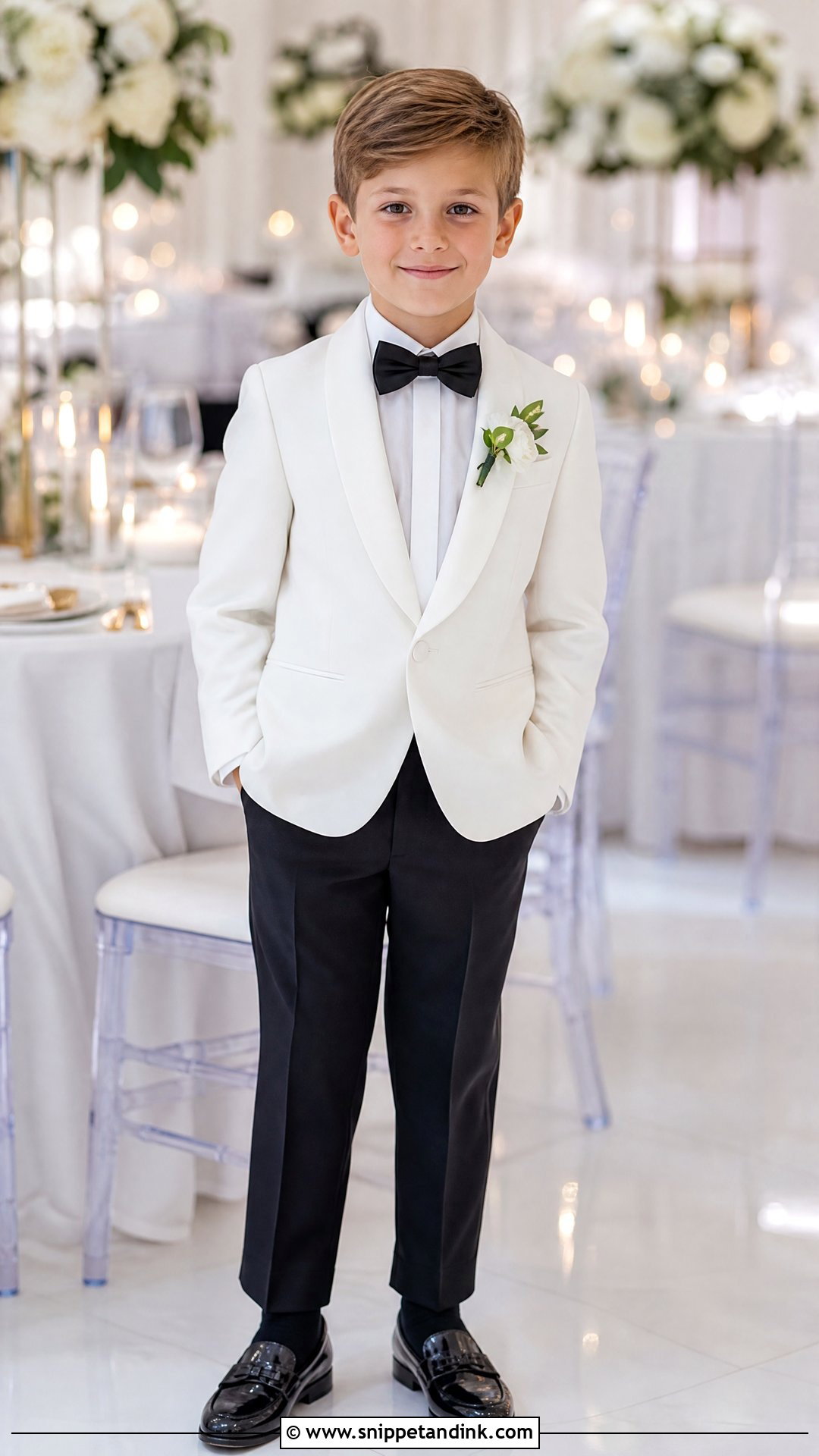 White Dinner Jacket Page Boy Outfit - Snippet and Ink - 20 Page Boys Ideas
