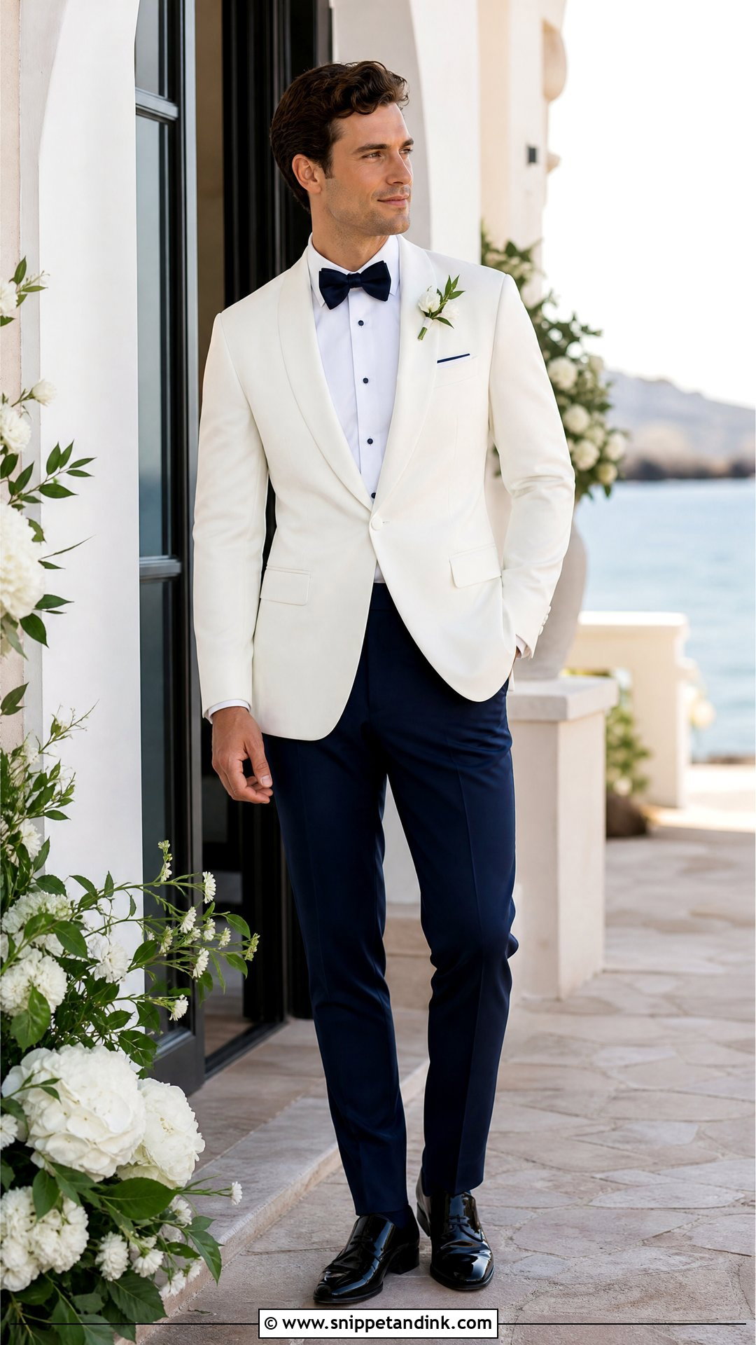 White Dinner Jacket With Navy Wedding Socks - Snippet and Ink - 20 Wedding Socks Ideas