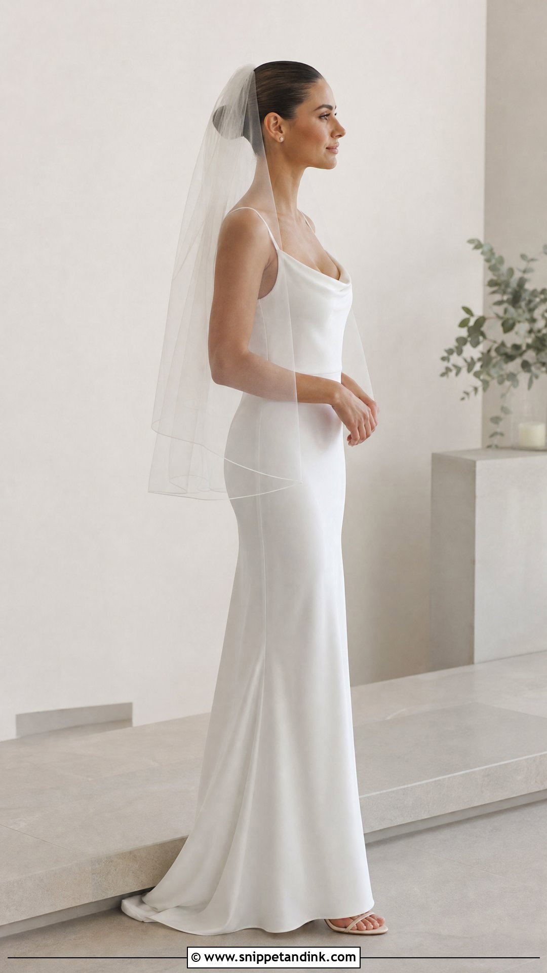 White Drop Veil With Minimal Wedding Dress - Snippet and Ink - 25 White Veil Ideas