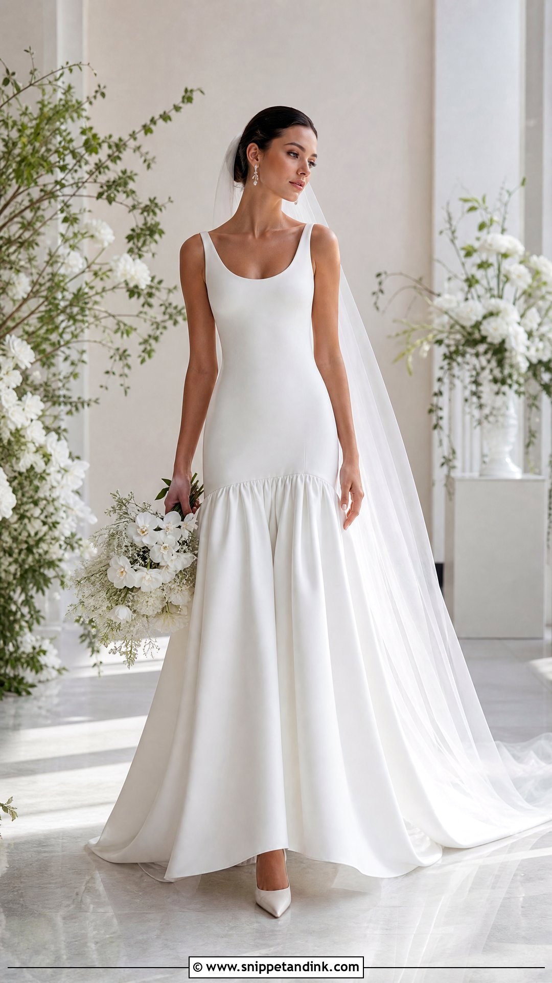 White Drop Waist Bridal Dress - Snippet and Ink - 25 White Bridal Dress Ideas