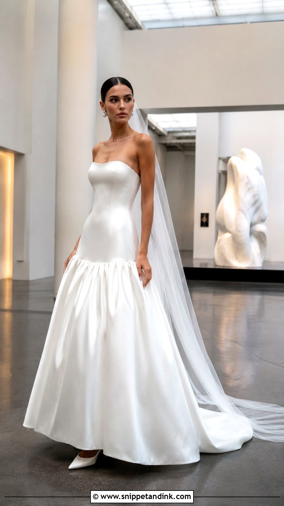 White Drop Waist Bridal Gown - Snippet and Ink - 20 Bride White Gown Ideas