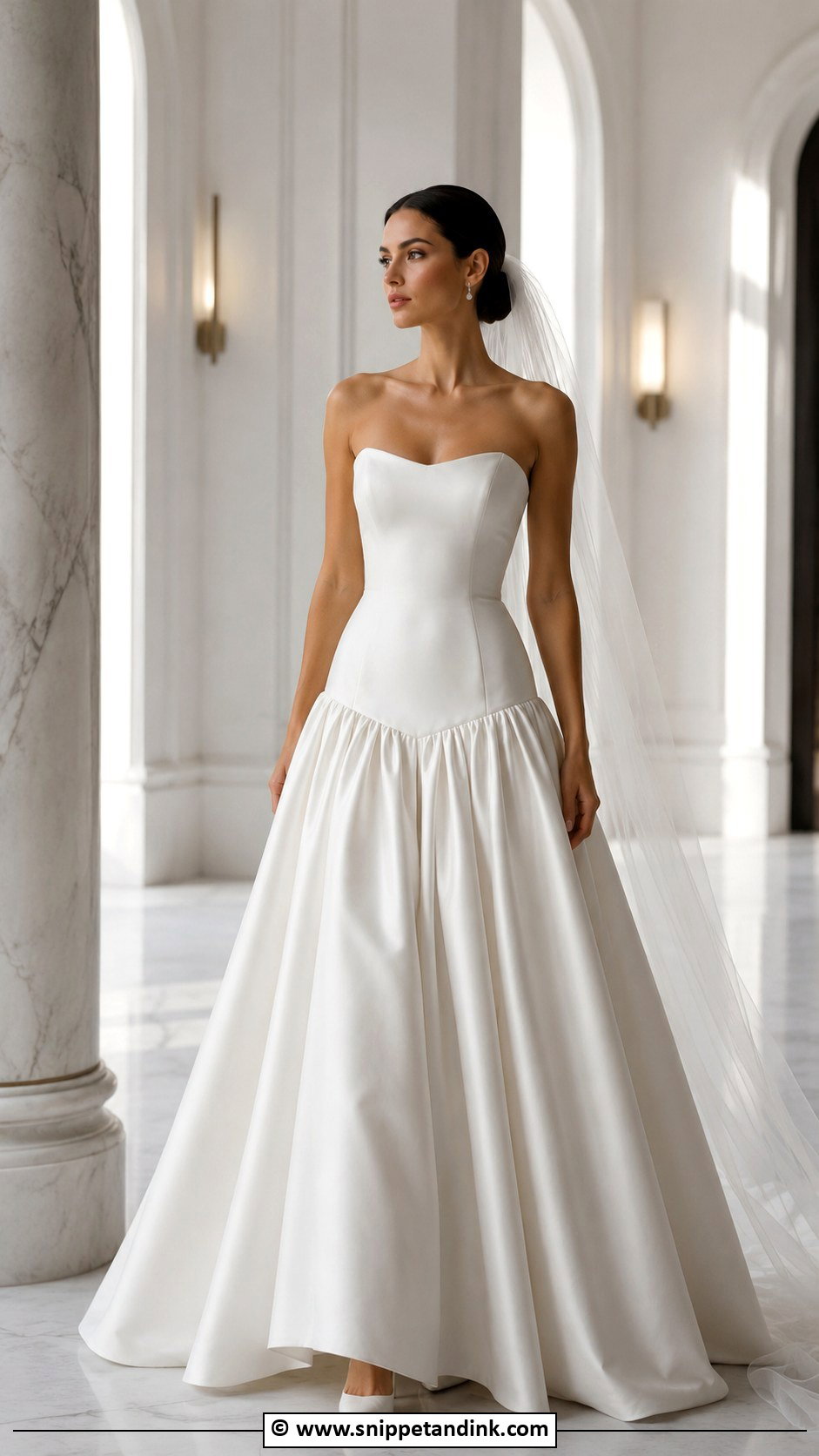 White Drop Waist Wedding Dress - Snippet and Ink - 35 White Wedding Dresses