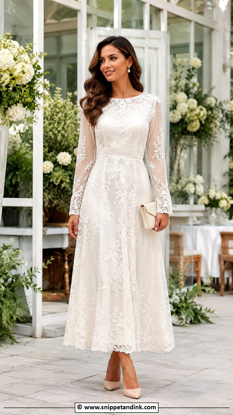 White Embroidered Gown With Soft Waves - Snippet and Ink - 30 Elegant Classy White Gowns