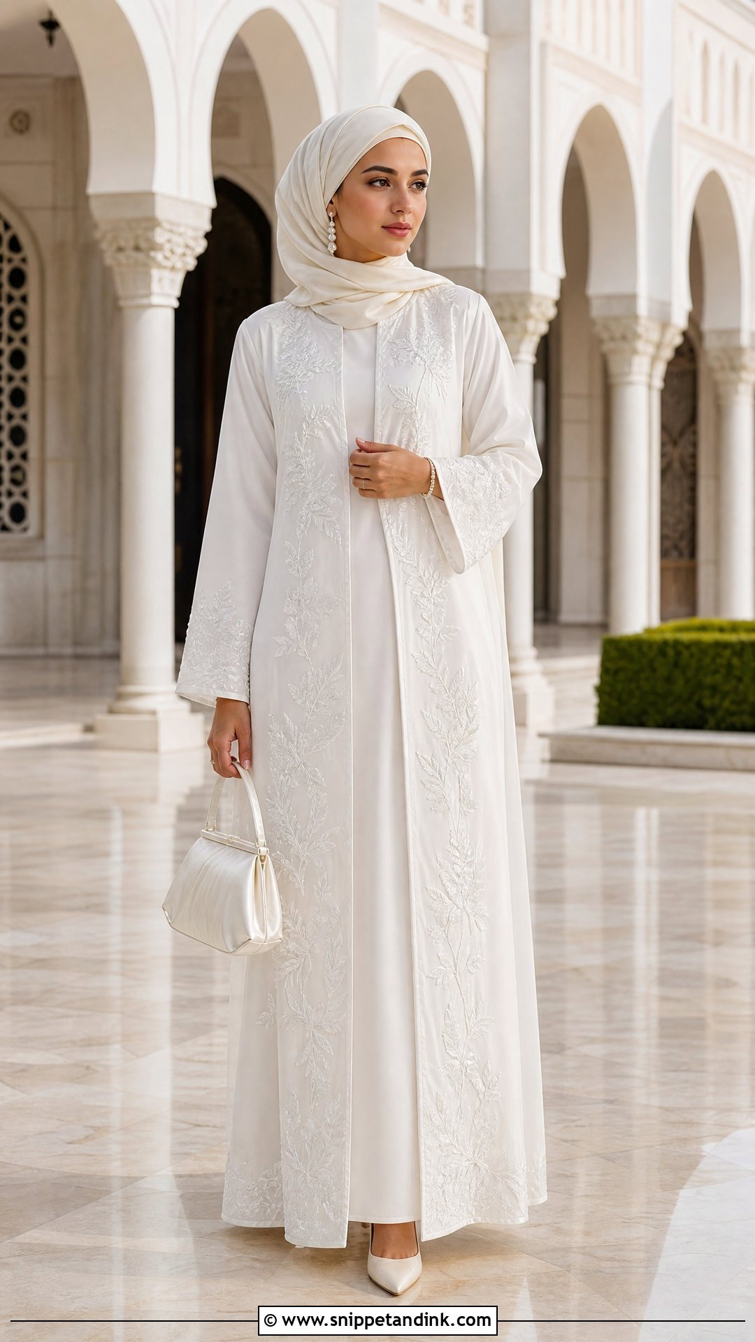 White Embroidered Nikkah Abaya - Snippet and Ink - 20 Simple White Nikkah Dress Ideas