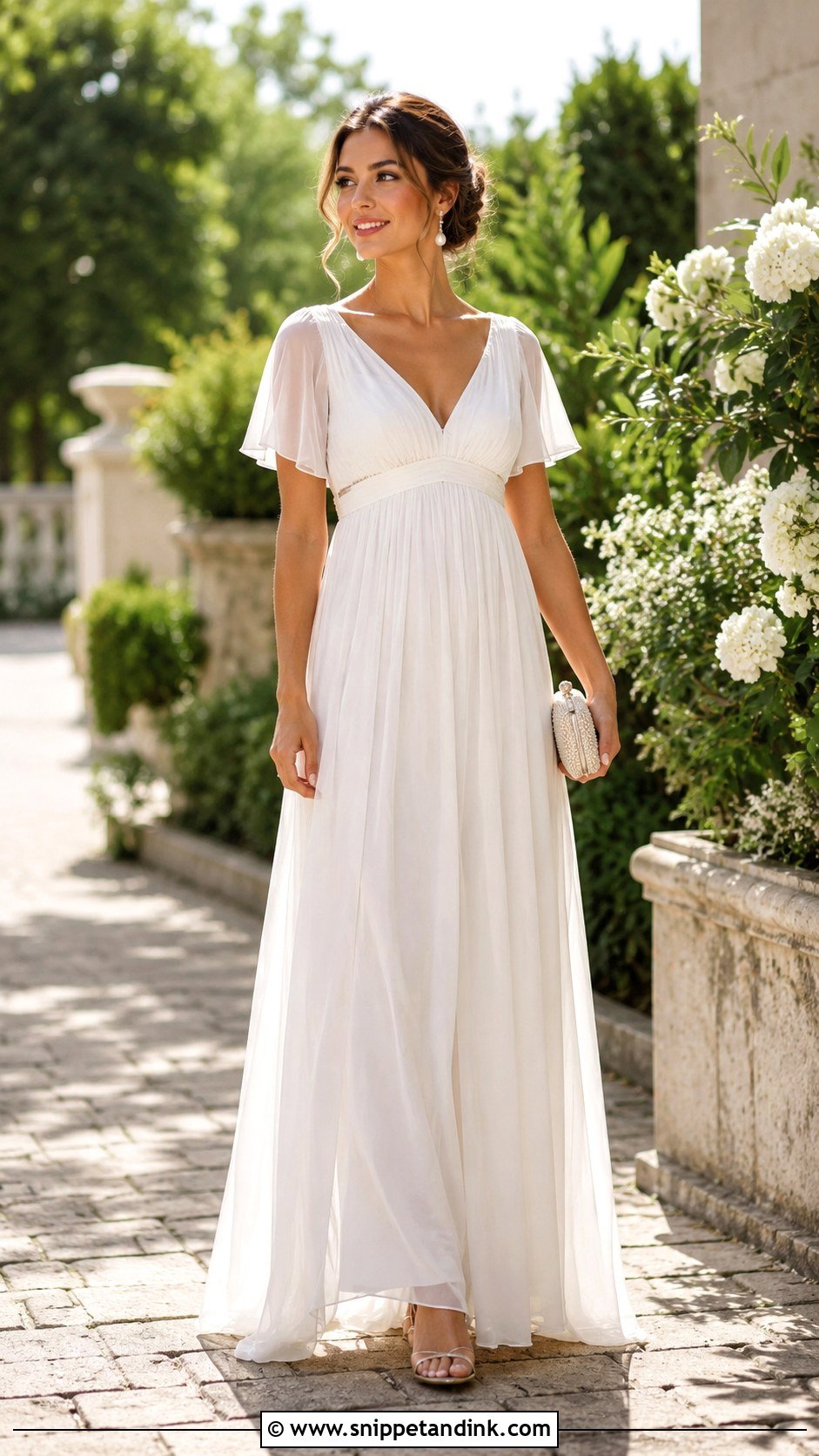 White Empire Waist Gown - Snippet and Ink - 30 White Gowns