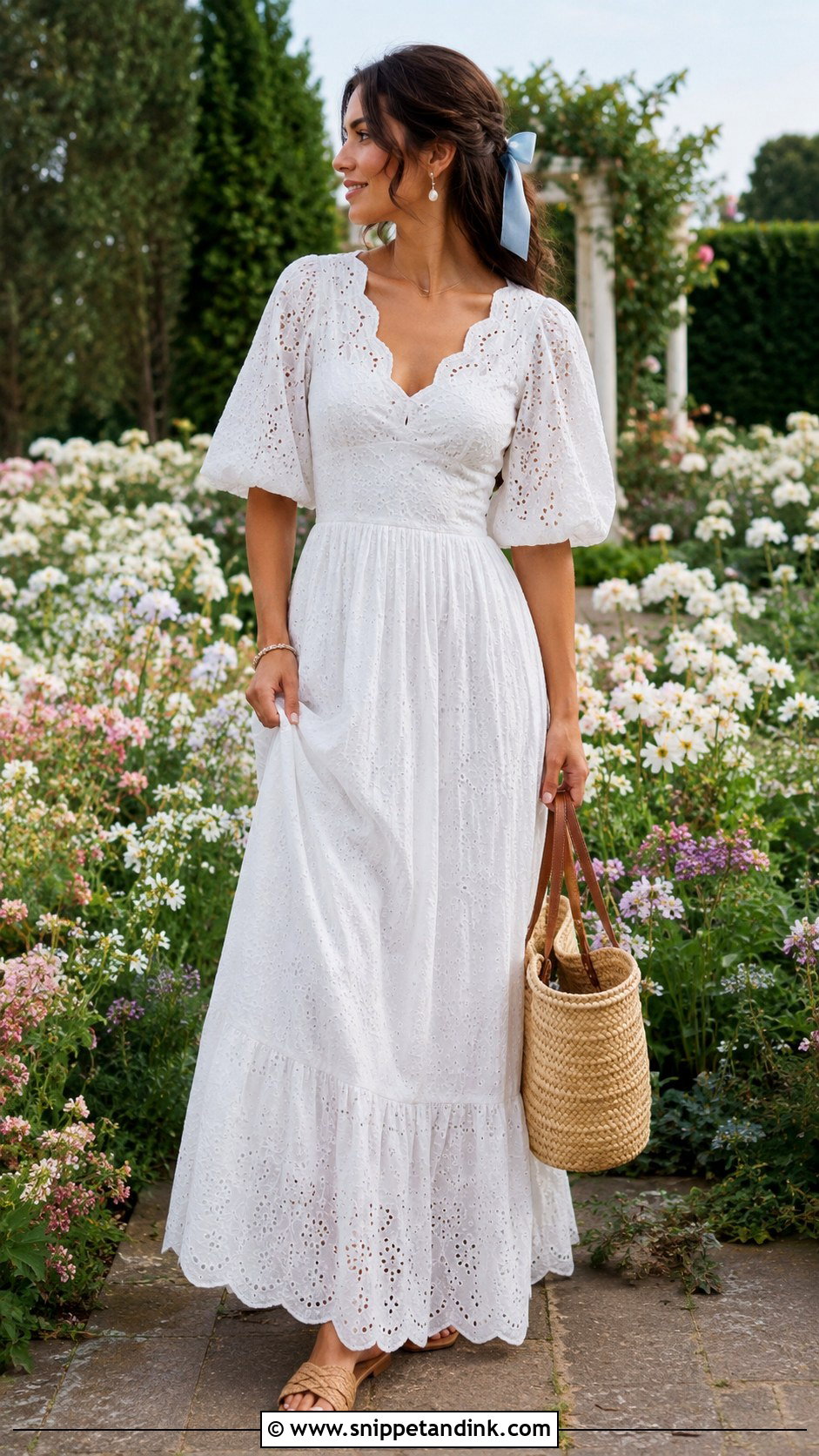 White Eyelet Cottage Core Gown - Snippet and Ink - 20 Cottage Core Gown Ideas