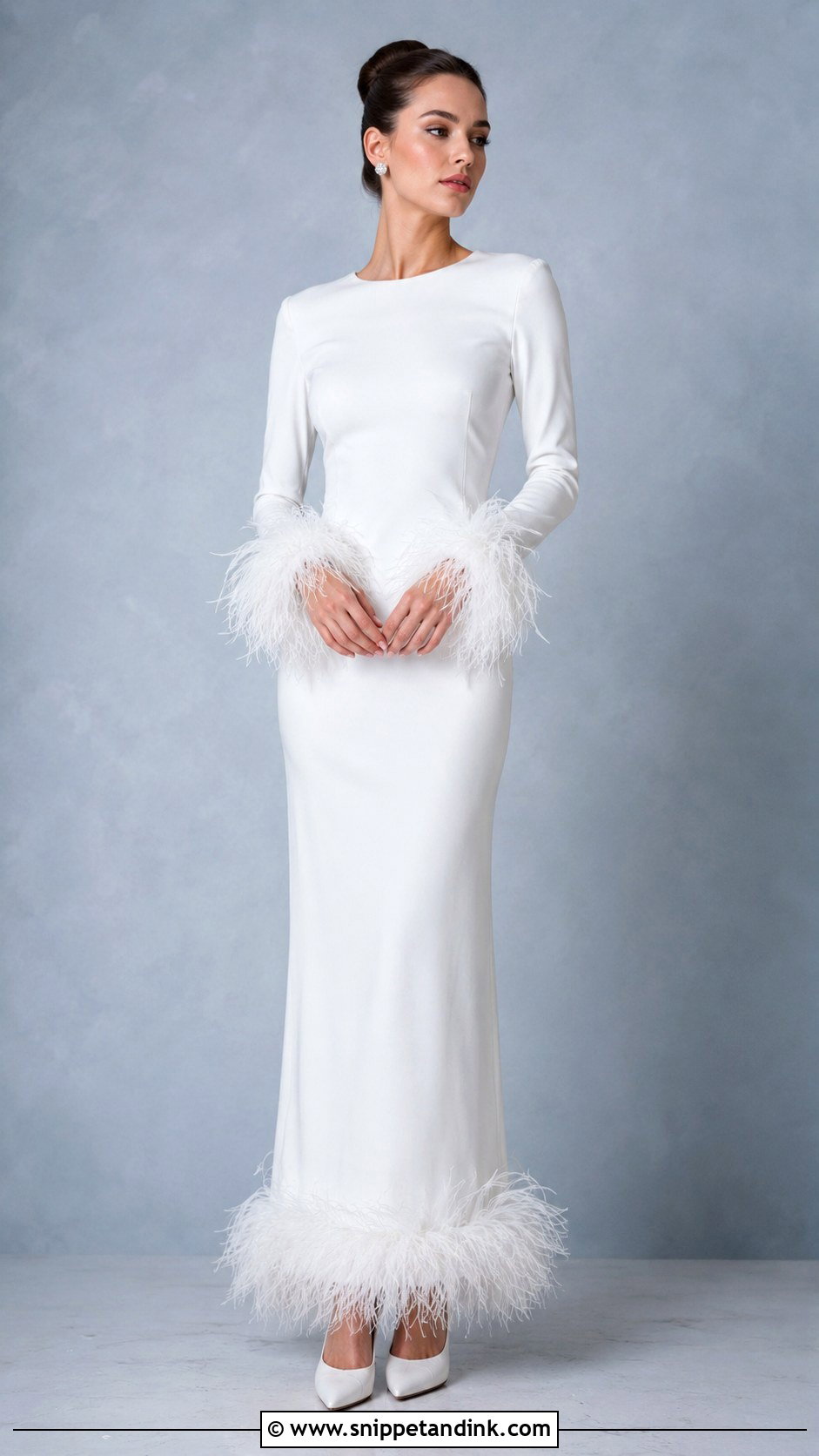 White Feather Gown Editorial Photoshoot - Snippet and Ink - 20 Gown Photoshoot Ideas