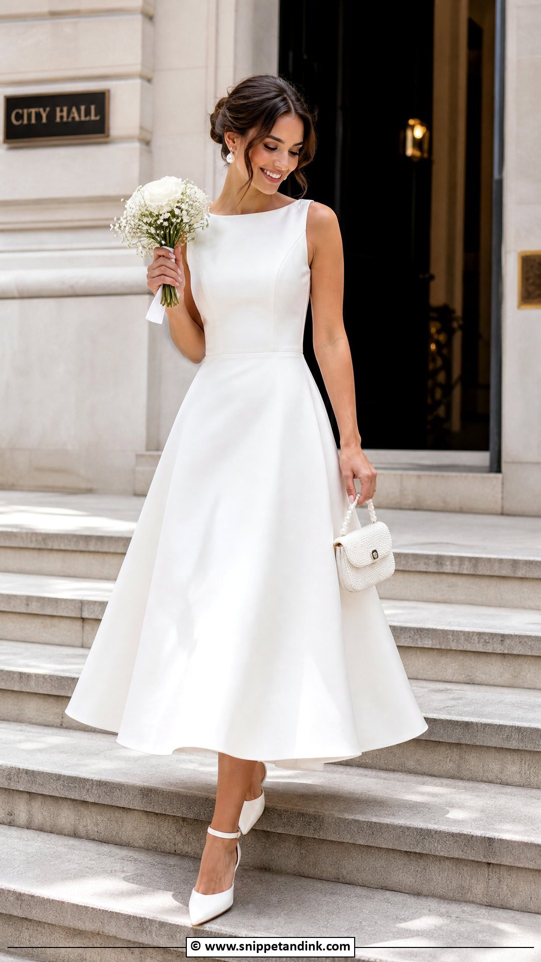 White Fit And Flare Civil Wedding Dress - Snippet and Ink - 35 Civil Wedding Dresses