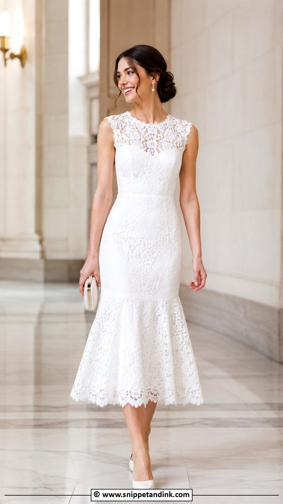 White Fit And Flare Civil Wedding Dress - Snippet and Ink - 30 Classy Civil Wedding Dresses