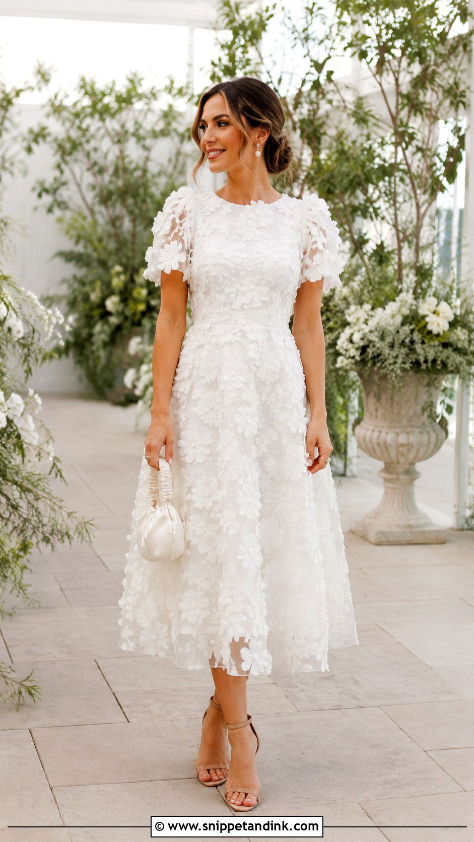White Floral Applique Dress Wedding Outfit - Snippet and Ink - 25 White Dress for Wedding Ideas