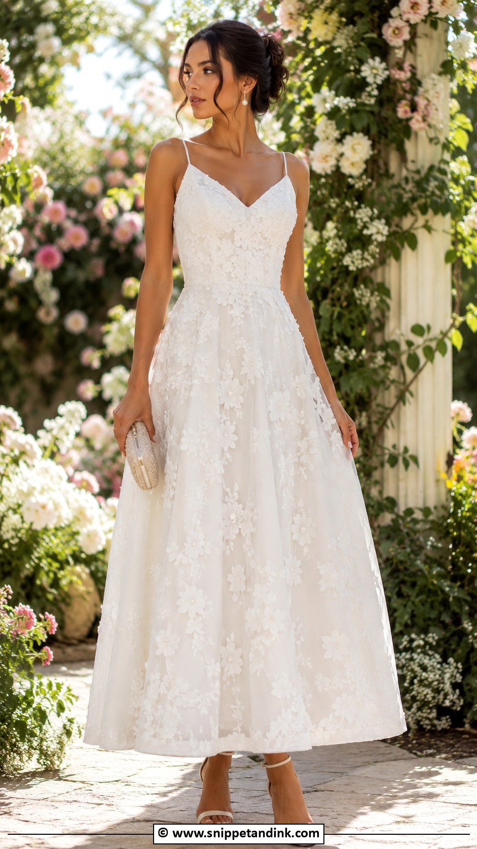White Floral Applique Gown Outfit - Snippet and Ink - 35 White Gown Ideas