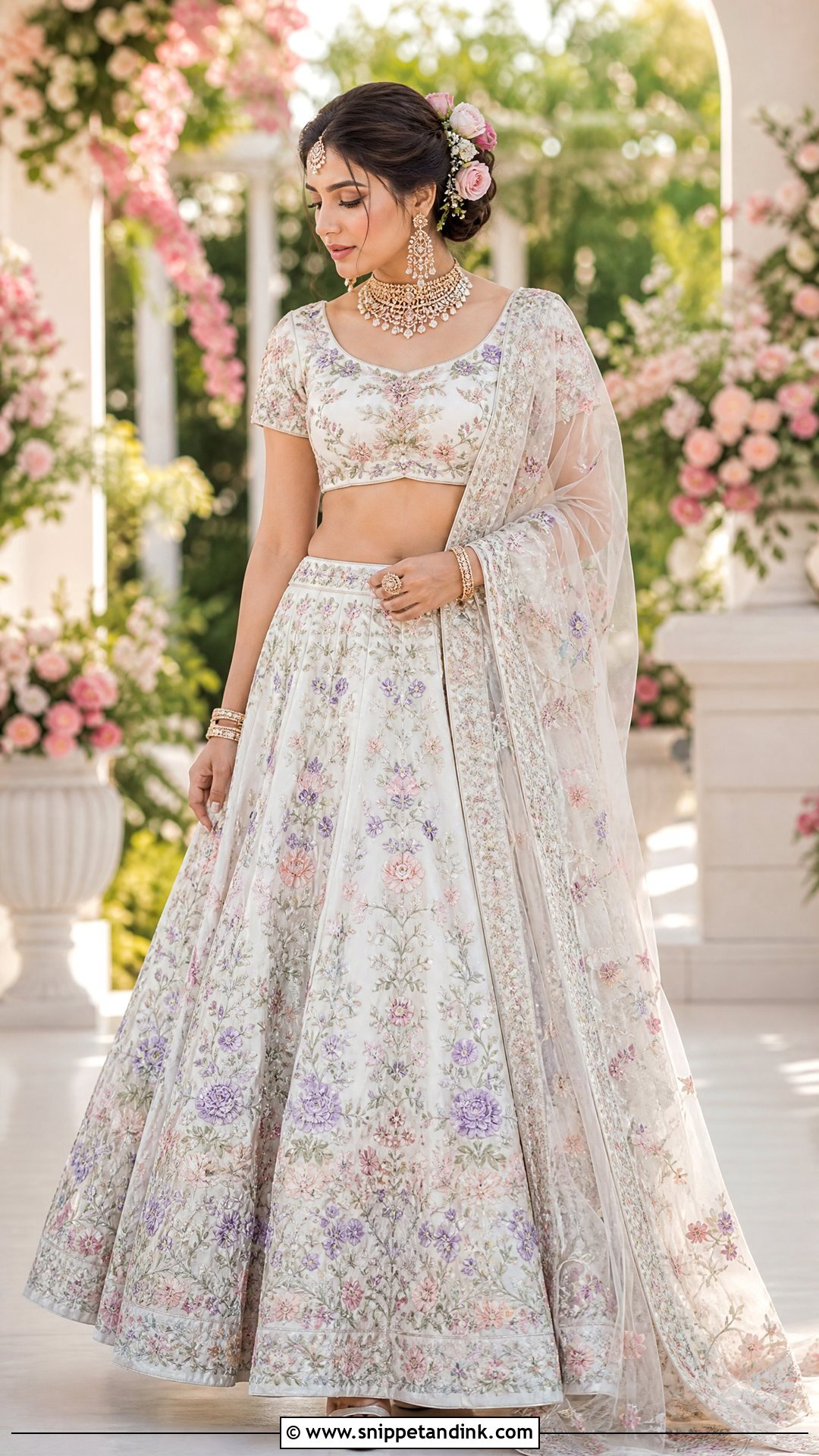 White Floral Bridal Lehenga - Snippet and Ink - 20 White Lehanga Design Bride Ideas