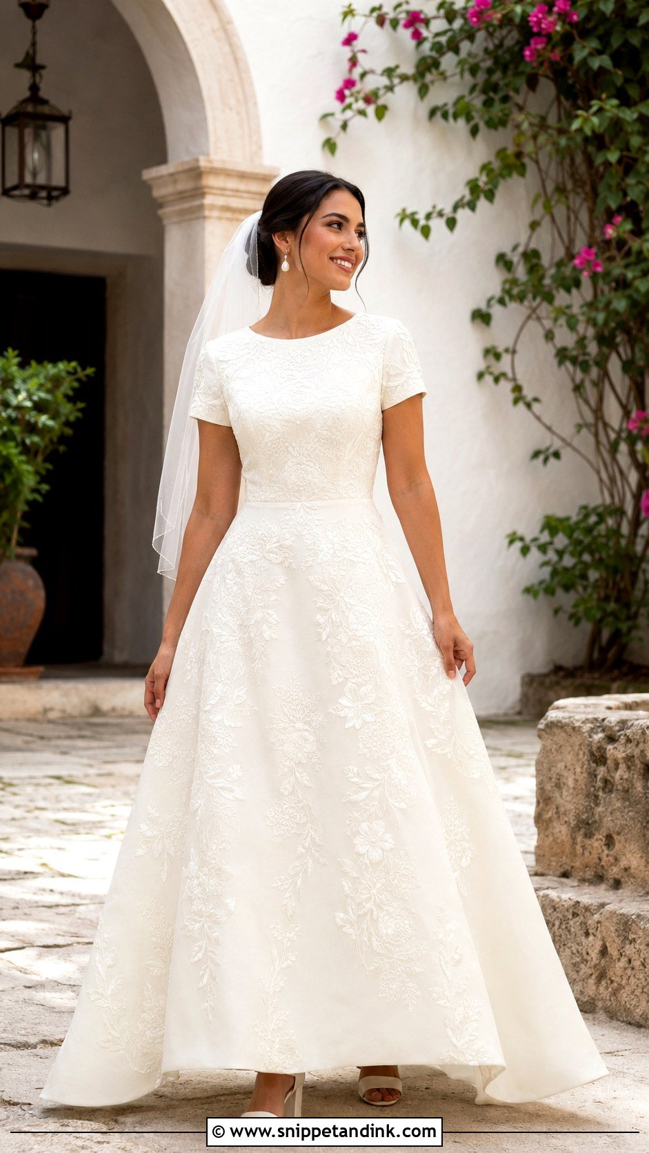 White Floral Embroidered Mexican Wedding Dress - Snippet and Ink - 20 Mexican Style Wedding Dresses