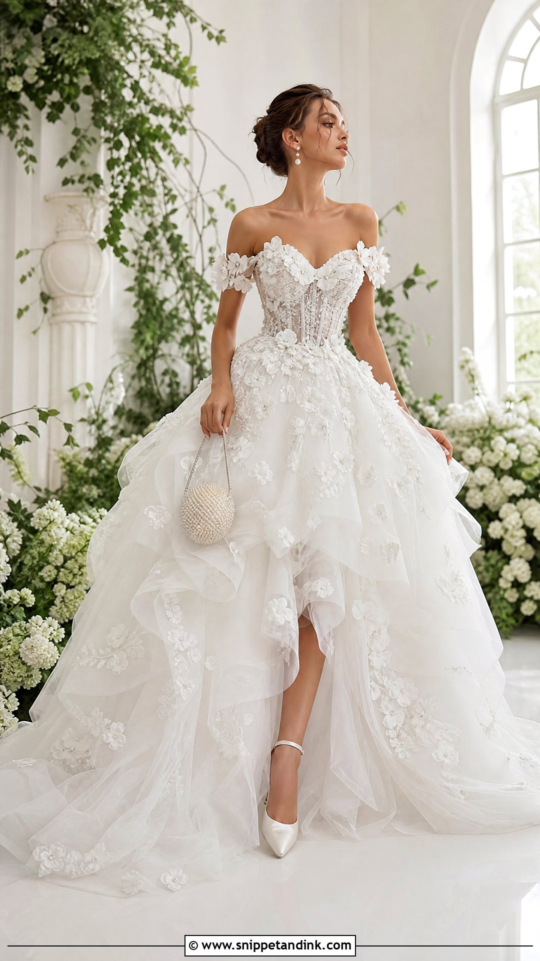 White Floral Huge Ball Gown - Snippet and Ink - 20 Huge Ball Gowns