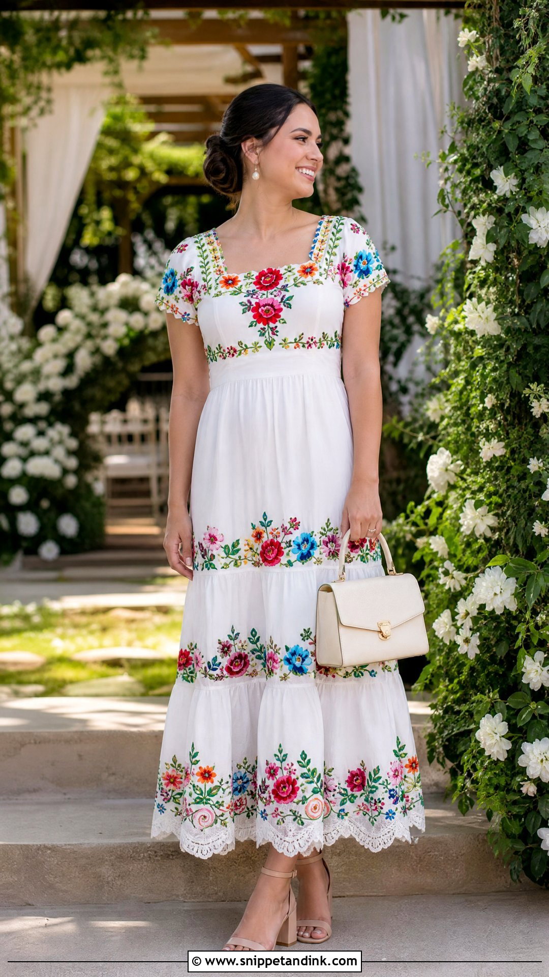 White Floral Mexican Wedding Dress - Snippet and Ink - 25 Embroidered Mexican Wedding Dress Ideas