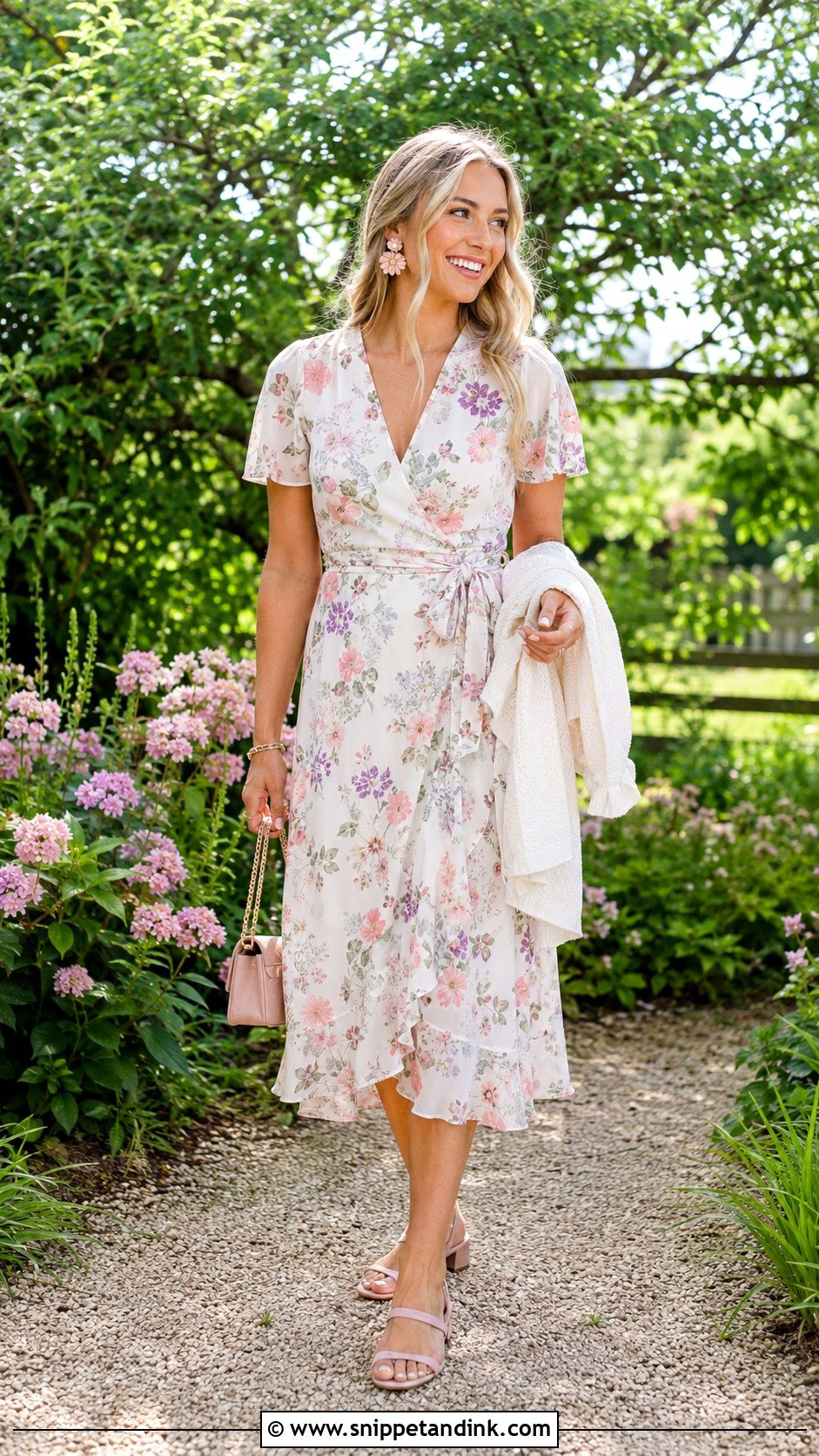 White Floral Midi Dress Hen Do Outfit - Snippet and Ink - 20 Hen Do Outfit Ideas the Bride